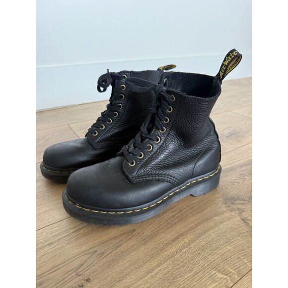 DR. MARTENS 6 Black 1460 Pascal Virginia Leather Lace Up Boots Combat Pebbled main image 6